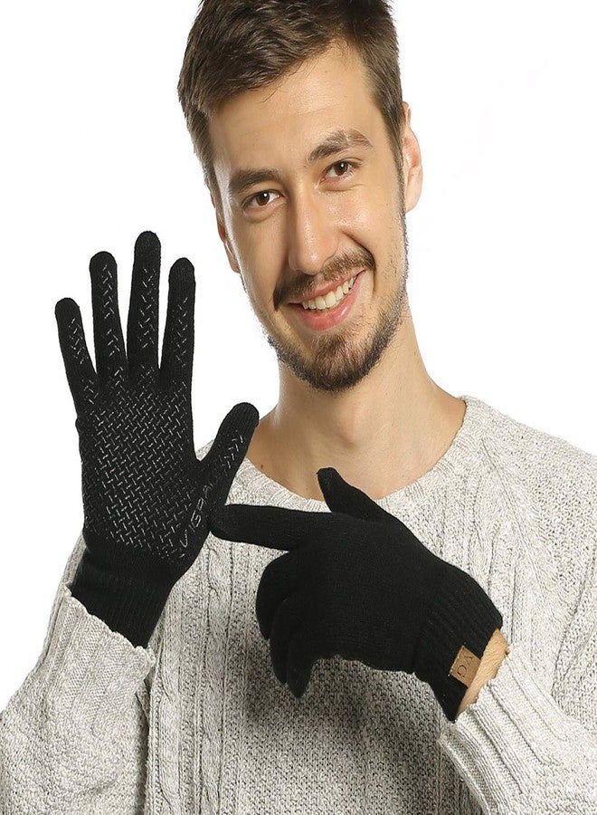ViGrace Winter Touchscreen Gloves for Men & Women with 3 Fingers Dual-layer Touch Screen Warm Lined Anti-Slip Thermal Knit Driving Texting Glove(Black, Large) - Image 5